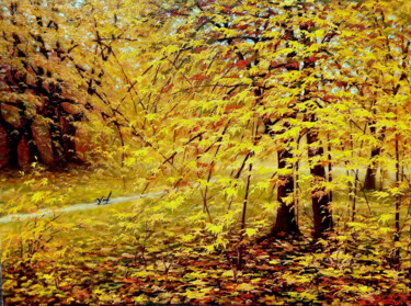 Картина под названием "Золотая осень" - Юрий Ярцев, Подлинное произведение искусства, Масло