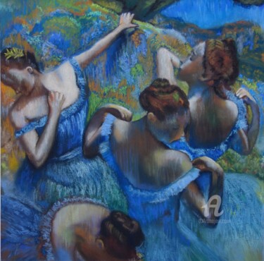 ""Danseuses bleues",…" başlıklı Tablo Tatiana Le Metayer tarafından, Orijinal sanat, Pastel