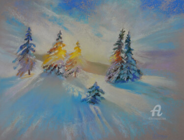 Pintura titulada "Soleil hivernal" por Tatiana Le Metayer, Obra de arte original, Pastel