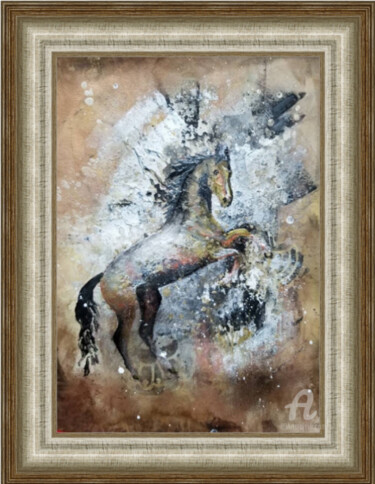 Pintura titulada "Horse MixedMedia" por Tatiana Le Metayer, Obra de arte original, Acrílico
