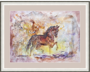 Painting titled "Horse Mixed Media" by Tatiana Le Metayer, Original Artwork, Ink