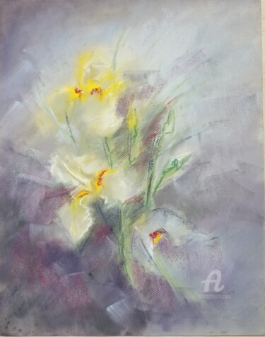 Painting titled "Iris" by Tatiana Le Metayer, Original Artwork, Pastel