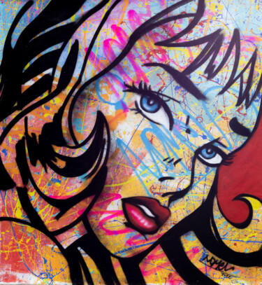 Malerei mit dem Titel "Wonder Woman" von Nomen, Original-Kunstwerk, Sprühfarbe