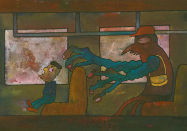Peinture intitulée ""и твой билет давно…" par Denis Aleksandrovich, Œuvre d'art originale, Gouache