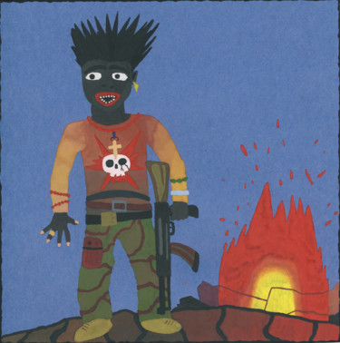 Картина под названием "Johnny Mad Dog" - Денис Александрович, Подлинное произведение искусства, Гуашь