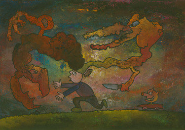 Pittura intitolato ""Меня преследуют со…" da Denis Aleksandrovich, Opera d'arte originale, Gouache