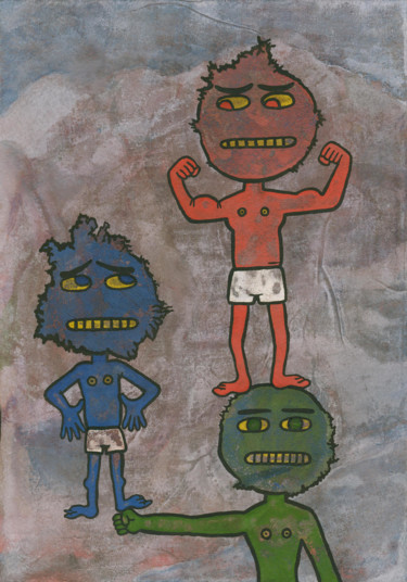 Картина под названием ""Братья-акробаты Би…" - Денис Александрович, Подлинное произведение искусства, Гуашь