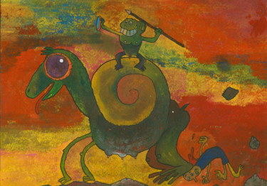 Картина под названием "Всадник Апокалипсис…" - Денис Александрович, Подлинное произведение искусства, Гуашь