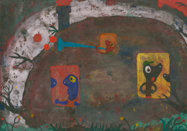 Schilderij getiteld ""Домик носатых"" door Denis Aleksandrovich, Origineel Kunstwerk, Gouache