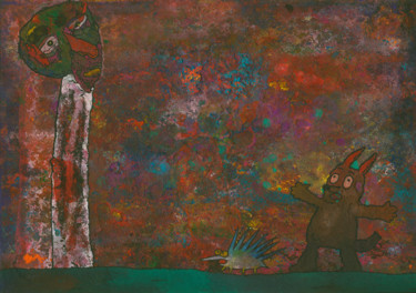 Pittura intitolato ""За секунду до смер…" da Denis Aleksandrovich, Opera d'arte originale, Gouache