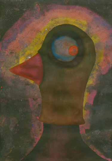 Картина под названием ""Птица в балаклаве"" - Денис Александрович, Подлинное произведение искусства, Гуашь