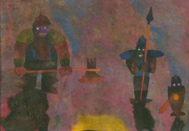 Painting titled ""Над светящейся без…" by Denis Aleksandrovich, Original Artwork, Gouache
