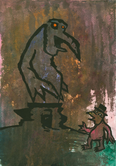 Malerei mit dem Titel ""Памятник"" von Denis Aleksandrovich, Original-Kunstwerk, Gouache
