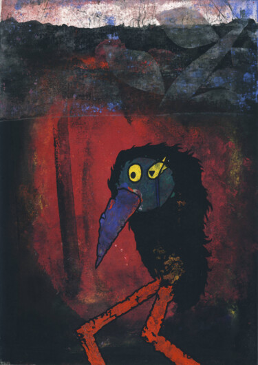 Pittura intitolato ""Скачет птица с под…" da Denis Aleksandrovich, Opera d'arte originale, Gouache