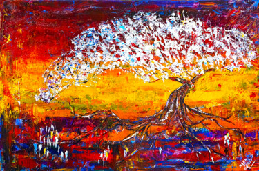 Painting titled "The Tree of life" by Nona Zilberberg-Gold, Original Artwork, Acrylic Mounted on Wood Stretcher frame