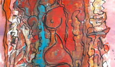 Peinture intitulée "nu rouge" par Antonio Alvarez, Œuvre d'art originale