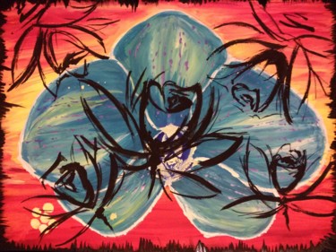 Pintura intitulada "Orchidée" por Nonvi, Obras de arte originais, Aquarela