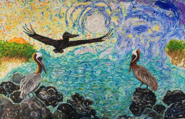 Картина под названием "Fly free" - Amadusa, Подлинное произведение искусства, Акрил Установлен на Деревянная рама для носилок