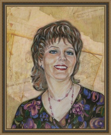 Картина под названием "Женский портрет на…" - Андрей Жилин, Подлинное произведение искусства, Масло