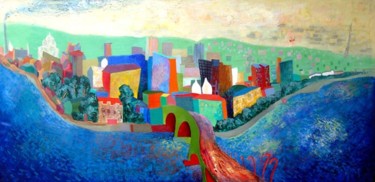 Картина под названием "Город Солнца" - Андрей Жилин, Подлинное произведение искусства, Масло