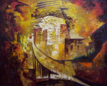Pintura titulada "PUEBLO EN LA SIERRA" por Amelia Gallardo, Obra de arte original
