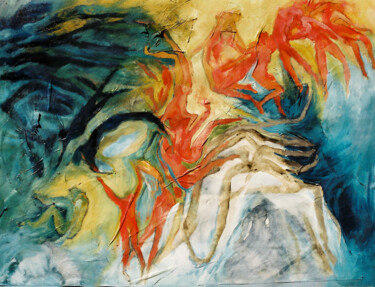 Pittura intitolato "Los oscuros tumulto…" da Nora Alvarez, Opera d'arte originale, Olio