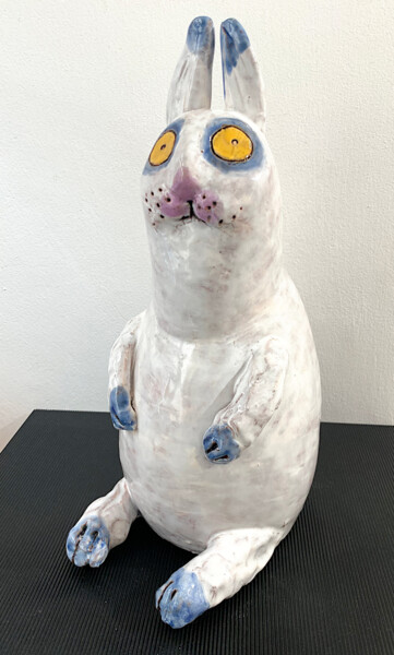 Sculpture titled "lovely Rabbit" by Nora Blazeviciute, Original Artwork, Ceramics