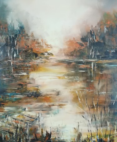 Pintura intitulada "Il pontile" por Nora Ferriani, Obras de arte originais, Óleo