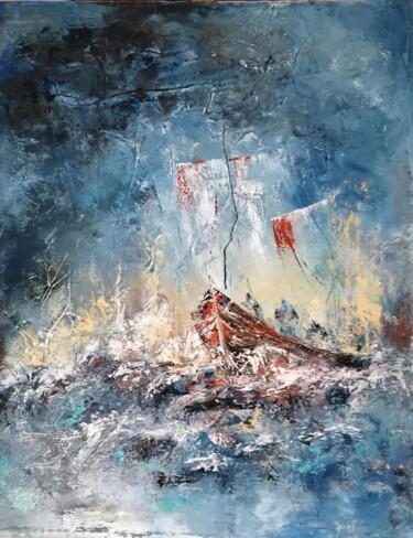 Pittura intitolato "La tempesta" da Nora Ferriani, Opera d'arte originale, Olio