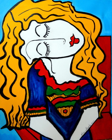 Painting titled "SHY GIRL" by Nora Shepley, Original Artwork, Acrylic