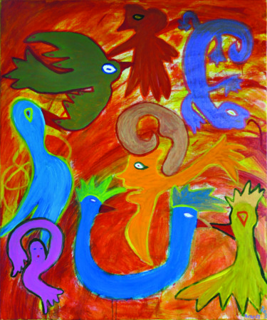 Peinture intitulée "304-dierenrijk-2" par Norbert De Jong, Œuvre d'art originale, Acrylique