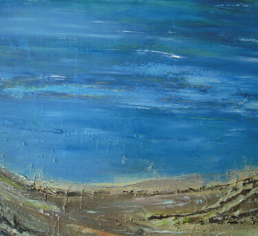 Painting titled "Strand mit Meer" by Norbert Haß, Original Artwork, Oil