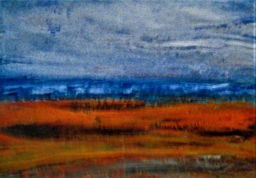 Malerei mit dem Titel "Landschaft am Abend" von Norbert Haß, Original-Kunstwerk, Öl