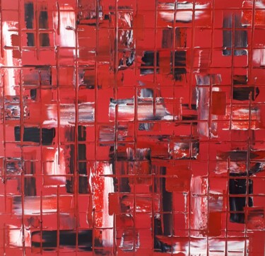 Malerei mit dem Titel "Abstrakt in Rot" von Norbert Haß, Original-Kunstwerk, Öl