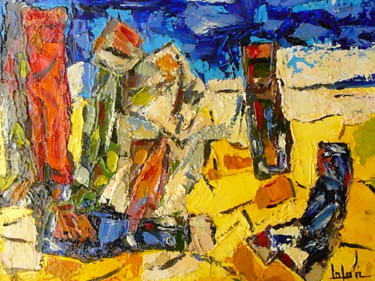 Painting titled "sur-la-plage.jpg" by Norbert Lafon, Original Artwork, Oil