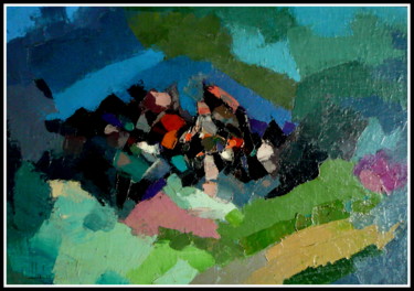 Peinture intitulée "village-mysterieux.…" par Norbert Lafon, Œuvre d'art originale, Huile