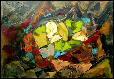 Pintura intitulada "allegez-cette-terre…" por Norbert Lafon, Obras de arte originais, Óleo