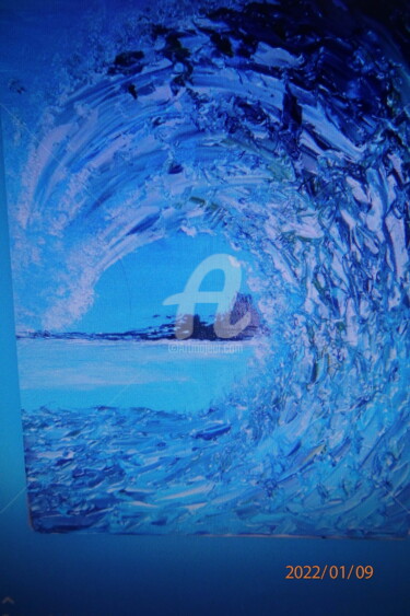 Peinture intitulée "la vague qui ?" par Norbert Siest, Œuvre d'art originale, Aquarelle