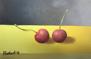 Painting titled "Cherries 2019" by Norbert Nederlof, Original Artwork, Oil