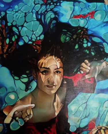Malerei mit dem Titel "Girl and water 1" von Norberto Quinto, Original-Kunstwerk, Digitale Malerei