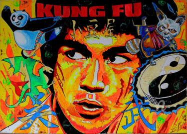 Painting titled "Bruce Lee, the Drag…" by Norbert Szük, Original Artwork, Acrylic