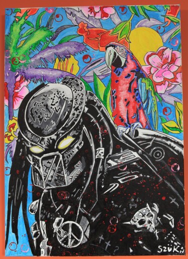 Pintura titulada "Predator in Paradise" por Norbert Szük, Obra de arte original, Acrílico Montado en Bastidor de camilla de…