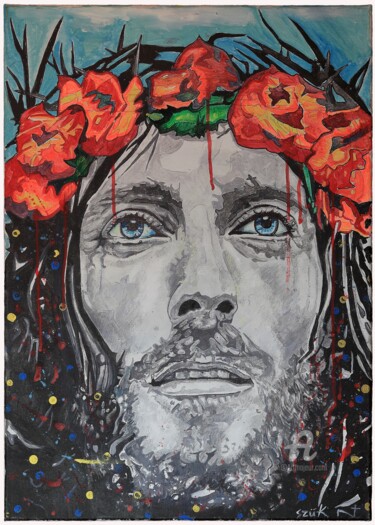 Картина под названием "Roses for thorns" - Norbert Szük, Подлинное произведение искусства, Акрил Установлен на Деревянная ра…