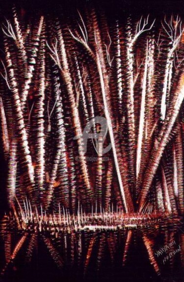 Peinture intitulée "osmose des arbres" par El Yahyaoui Noureddine/ Maison Des Arist, Œuvre d'art originale