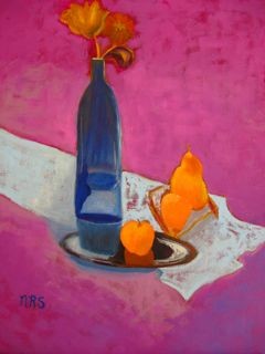 Painting titled "Pears" by Noreen Schumann, Original Artwork, Oil