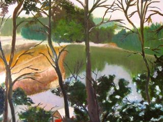 Painting titled "Winter Marsh" by Noreen Schumann, Original Artwork, Oil