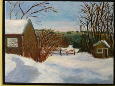 Schilderij getiteld "Tim's Barn" door Noreen Schumann, Origineel Kunstwerk