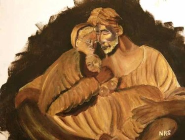 Pittura intitolato "Holy Family Christm…" da Noreen Schumann, Opera d'arte originale, Olio
