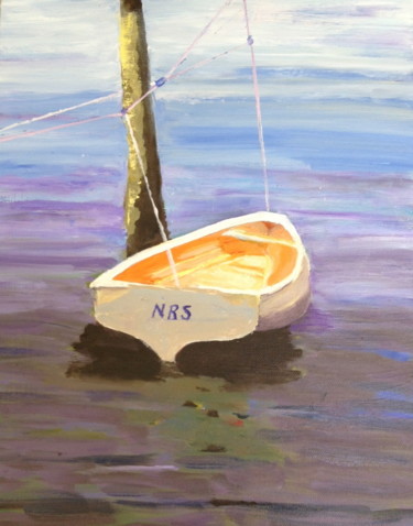 Schilderij getiteld "Moored" door Noreen Schumann, Origineel Kunstwerk, Olie