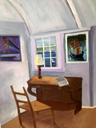 Painting titled "Houseboat interior" by Noreen Schumann, Original Artwork, Oil